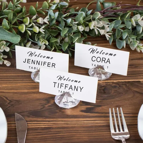 Efavormart - Paquete de 10 soportes para tarjetas de mesa de boda de plástico transparente de 1.75 pulgadas, decoración de tarjetas de lugar en Tipo