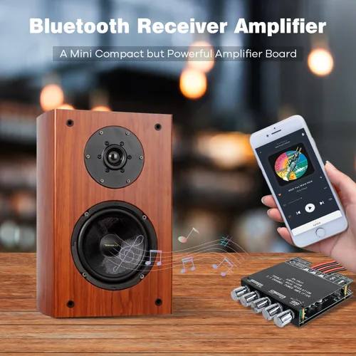 Miniatura 5 de ZK-TB21 Amplificador de Subwoofer de 2.1 Canales Bluetooth 5.0 50W+50W+100W Placa de Amplificador TPA3116D2 Control de Aguda y Baja Estéreo