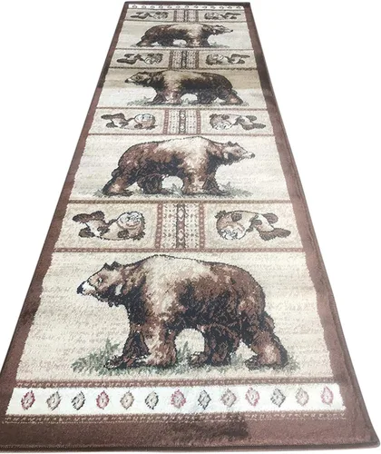 Miniatura 26 de Alfombra de pasillo estilo cabaña, estilo rústico, nativo americano, occidental, oso, alce, ciervo, vida silvestre, cabaña, diseño nativo 386