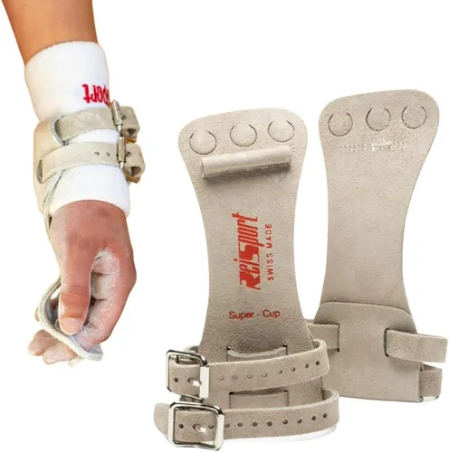 Miniatura 10 de Reisport Agarres de gimnasia de barra alta para hombre, empuñaduras de cuero duradero para barras de gimnasia para hombres y niños