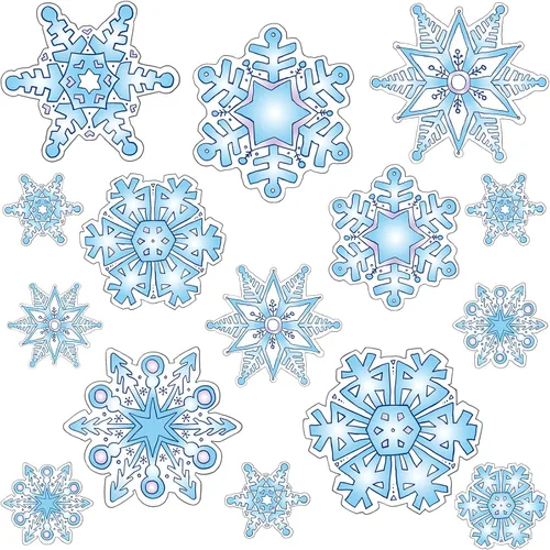 Recortes de copos de nieve con temática de invierno de Navidad, recortes coloridos con puntos de pegamento para invierno, vacaciones, aula, escuela,