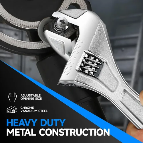 Miniatura 5 de DNA Motoring TOOLS-00046 - Llave inglesa ajustable, 12 pulgadas, herramienta de reparación automotriz de acero vanadio con mordazas de cuatro lados