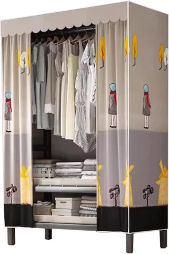 Miniatura 11 de large closets Portable Wardrobe Closet with Thick Cloth Cover Clothes Closet for Bedroom Storage Closet Metal Frame Wardrobe Closet Space-saving