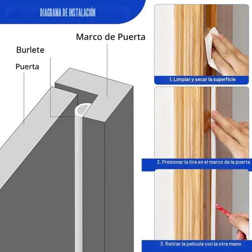 Miniatura 3 de Burlete de puerta autoadhesivo para puerta, tira de silicona en forma de D para sello de marco de puerta, ventana, 20 pies, color blanco