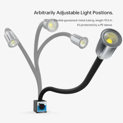 Miniatura 4 de Luz de trabajo magnética LED, lámpara de trabajo de cuello de cisne flexible de 1420 lúmenes de 20 pulgadas con base magnética fuerte para máquinas