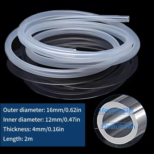 Miniatura 2 de Tubo de silicona de grado alimenticio de 6.56 pies, 1/2 pulgadas de diámetro interior x 5/8 pulgadas (0.630 in) de diámetro exterior, manguera