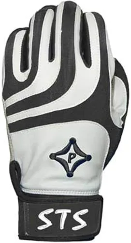PalmGard STS - Guantes de bateo blancos y negros para béisbol y sóftbol, adultos, talla 2XL