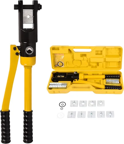 Miniatura 12 de Herramienta de Crimpado Hidráulico de 10 Toneladas - Kit de Crimpado de Cables de Batería y Terminales de 12 AWG a 2/0 AWG con 9 Pares de Troqueles