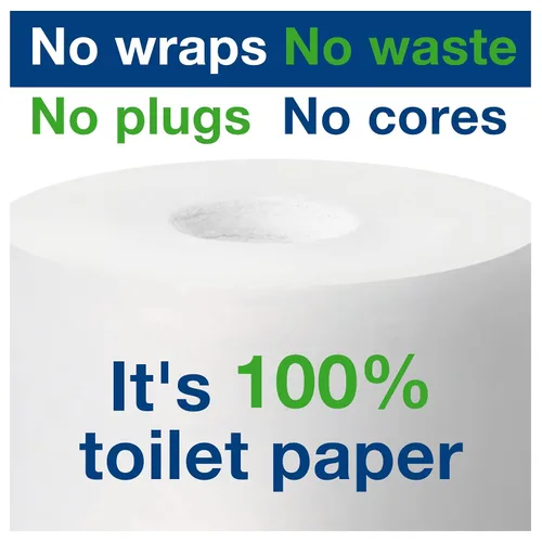 Miniatura 8 de Tork Rollo de papel higiénico de alta capacidad sin núcleo, color blanco, T7, Premium, 2 capas, 36 x 750 hojas, 472884