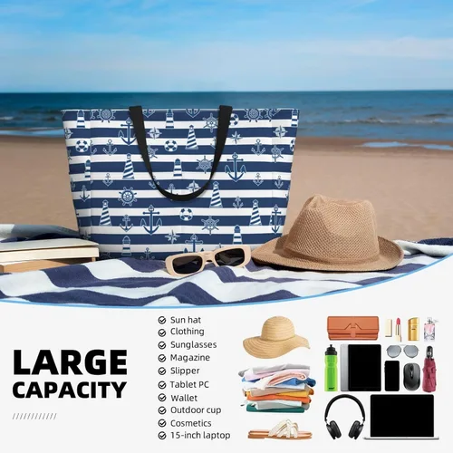 Miniatura 7 de Bolsa de playa para mujer, bolsa de playa impermeable y a prueba de arena con bolsa húmeda, bolsa de viaje grande para viajes de fin de semana