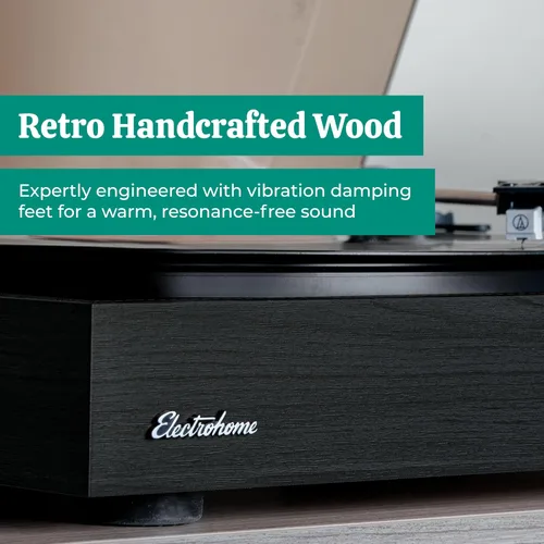 Miniatura 4 de Electrohome Montrose Record Player Stereo System, 4" Bluetooth Powered Bookshelf Speakers, Belt-Drive Turntable with Audio-Technica Stylus, Speed