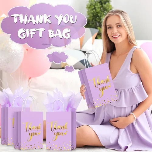 Miniatura 5 de Tinlade 30 bolsas de regalo de agradecimiento con papel de seda dorado con asa para graduación, negocios, compras, boda, ducha, regalos de fiesta
