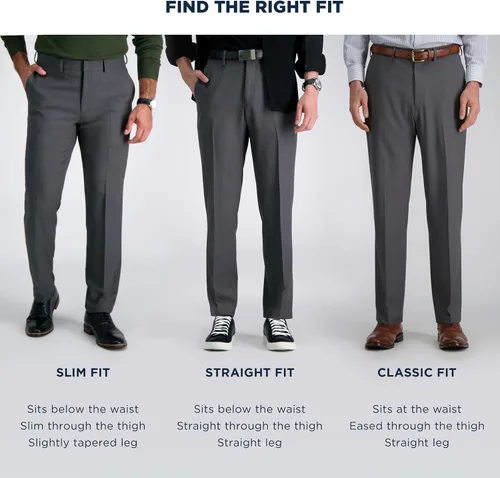 Miniatura 6 de Haggar Pantalones de vestir cómodos para hombre, ajuste recto, parte delantera plana (tallas regulares y grandes y altas)