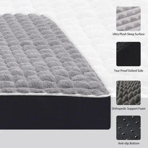 Miniatura 3 de Cama para perro, camas ortopédicas impermeables para perros grandes, medianos y pequeños, almohadilla para jaula de perro con funda extraíble Gris