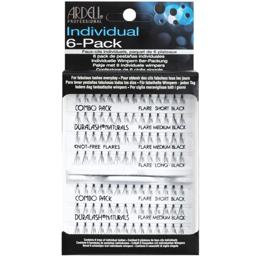 Ardell Pestañas individuales – Combo de racimos de pestañas negras, sin nudos, extensiones de pestañas postizas, ligeras y personalizables, paquete