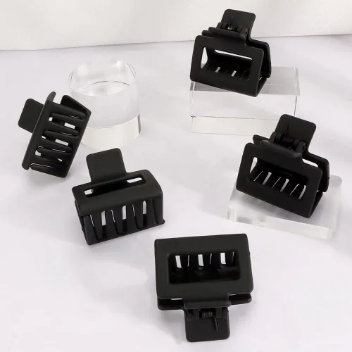 Miniatura 5 de ATODEN Pinzas cuadradas mate para el cabello para mujeres y niñas, 5 abrazaderas rectangulares de agarre antideslizantes medianas para cabello corto