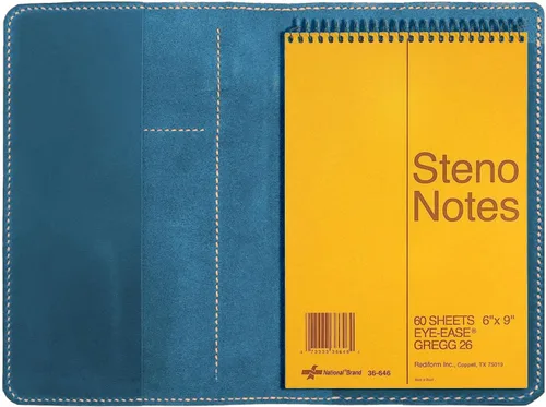 Miniatura 7 de Funda de cuero personalizada para bloc de notas Steno de 6"x9", cubierta de espiral de cuero hecha a mano, funda folio compatible con bloc de notas