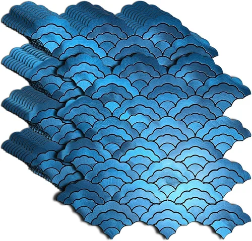 XUANINY - 11 hojas de azulejos autoadhesivos para salpicaduras de metal, mosaico de aluminio en forma de nube 3D con adhesivo para decoración de