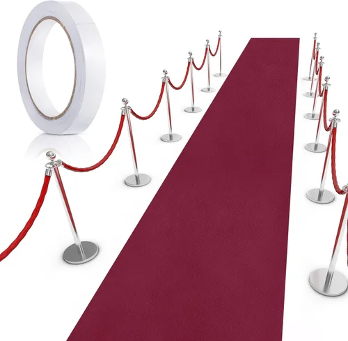 Miniatura 9 de Shappy Alfombra negra para fiesta, 55 GSM de grosor con cinta de alfombra, alfombra de pasillo para Halloween, graduado, boda, fiesta, pista