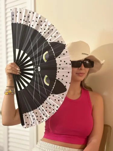 Miniatura 7 de SAKA CRAFTS Ventilador plegable grande para festivales UV, artículos esenciales de equipo o accesorios para rave para mujeres, trajes de hombre