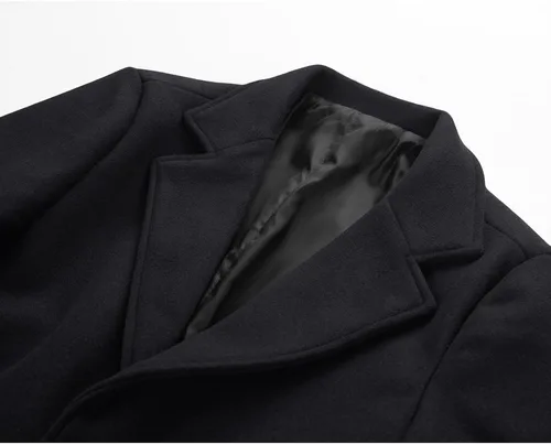 Miniatura 3 de INVACHI Mens Long Trench Coat Double Breasted Notched Lapel Peacoat Casual Windproof Overcoat