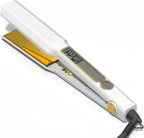 Miniatura 7 de Thirtek Plancha de pelo profesional, plancha plana de cerámica y titanio de 1.5 pulgadas, 15 niveles de temperatura ajustables, pantalla LCD, Negro