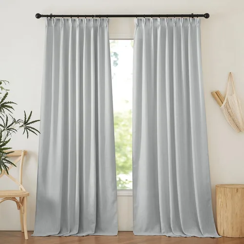 Miniatura 11 de NICETOWN Cortinas transparentes de lino de 84 pulgadas de largo, cortinas transparentes con pinza y bolsillo para barra con pestaña trasera