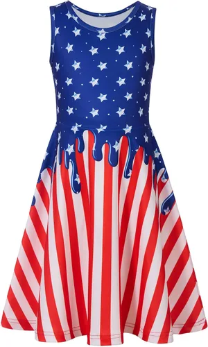 Miniatura 25 de Funnycokid Vestido de Sirena para Niñas, Sin Mangas, de Verano, para Cumpleaños, de Fiesta con Volantes, Ropa de 4 a 13 Años