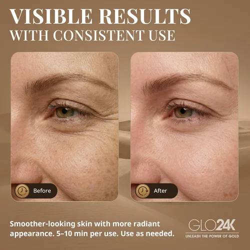 Miniatura 6 de GLO24K Varita de Terapia de Belleza 6-EN-1 para la Cara, Ojos y Cuello. Basada en Tecnología de Luz LED Dual, Térmica, Vibración y Microcorriente.