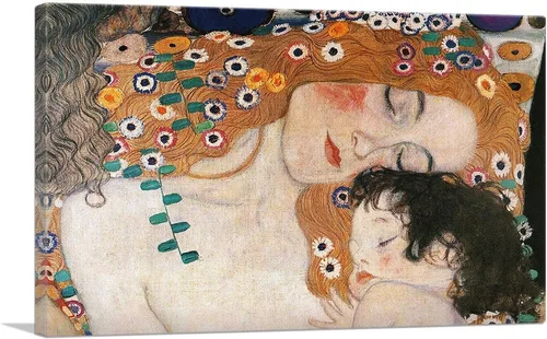 ARTCANVAS Gustav Klimt - Lienzo decorativo de 1905 con diseño de The Three Ages of Woman (12 x 8 pulgadas)