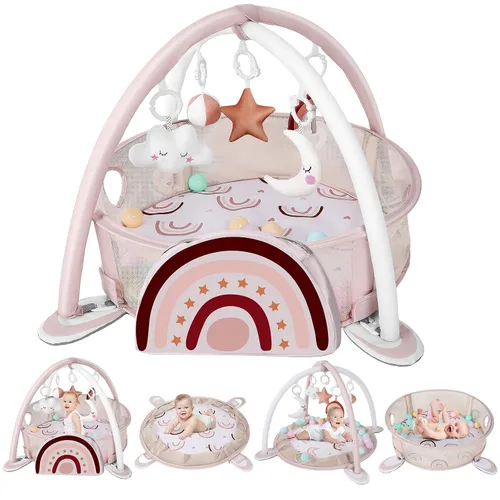 Miniatura 10 de dearlomum Gimnasio con tapete de juego para bebé, divertido tapete de piano para tiempo de barriga con 5 juguetes sensoriales para bebés y 2