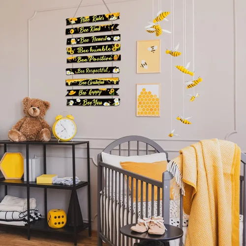 Miniatura 3 de Jetec Placa de Decoración de Abeja Regalo Letrero de Abeja Reglas de Colmena Decoración de Pared Adorno de Margarita de Navidad para Navidad Hogar