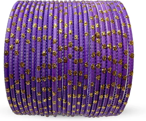 Zenia Creations - Juego de pulseras de metal de 24 piezas, joyería étnica india para bodas, fiestas y uso diario de moda, pulseras coloridas de