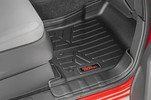 Miniatura 5 de Rough Country, juego completo de tapetes para todo tipo de clima para Nissan Frontier Crew Cab (2022-2025) - Tapete de piso flexible, antideslizante