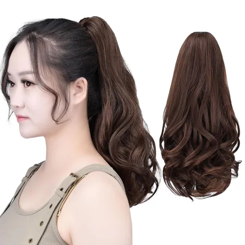 Miniatura 24 de SYXLCYGG Auburn Clip Cola de caballo Clip Cola de caballo Extensión de cola de caballo ondulado 10 pulgadas 3.5 oz pelo sintético falso pieza