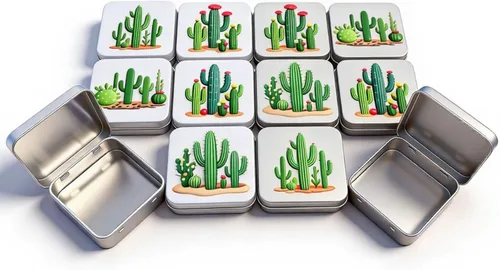 Miniatura 11 de Goodma 12 latas cuadradas de metal vacías para el hogar, mini caja organizadora con tapa con bisagras, 2.76 x 2.76 x 0.79 pulgadas (negro)