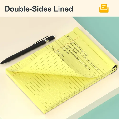 Miniatura 4 de Blocs de notas pequeños de 5x8 amarillos – paquete de 4, papel grueso premium de 80gsm, 30 hojas/60 páginas por bloc, páginas perforadas con rayas
