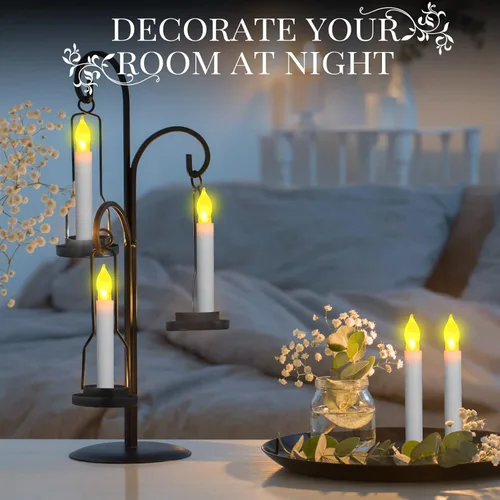 Miniatura 4 de Macarrie 108 Piezas Velas Cónicas LED Sin Llama que Funcionan con Batería, Velas Eléctricas de Luz Parpadeante Portátiles Candelabros, Decoración