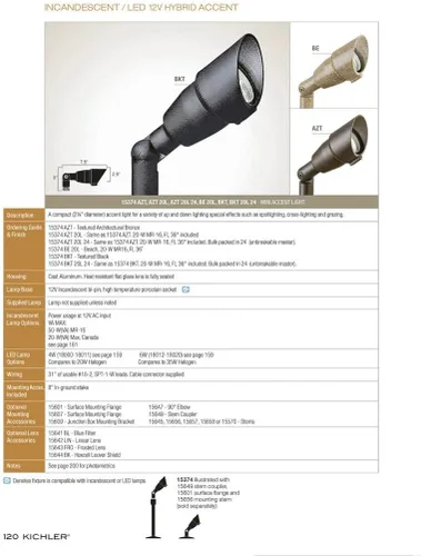 Miniatura 2 de Kichler Luz de acento para exteriores de 7.5 pulgadas en bronce arquitectónico texturizado, foco ajustable LED de 12 V