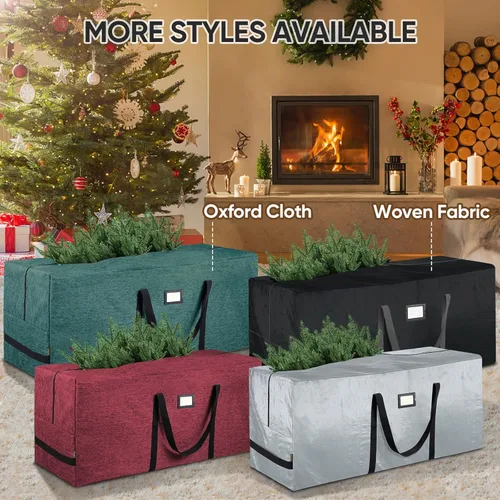 Miniatura 8 de BALEINE Bolsa de almacenamiento para árbol de Navidad de 9 pies, bolsa para árbol de Navidad artificial extragrande resistente con asas reforzadas