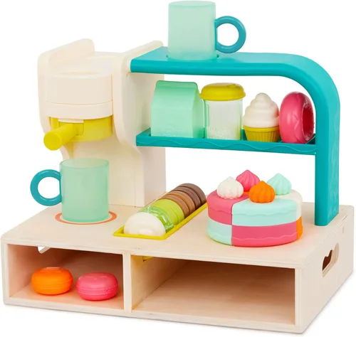 B. toys Mini Chef Coffee Shop Playset, simulación de barista y juego de hornear con máquina, tazas, panadería y deliciosos postres para el papel -