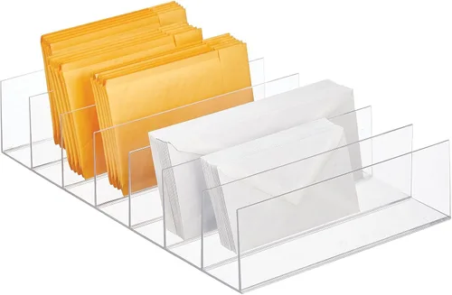 Miniatura 6 de mDesign Organizador de embrague dividido de plástico para armarios, dormitorios, aparadores, solución de almacenamiento de estantes de armario