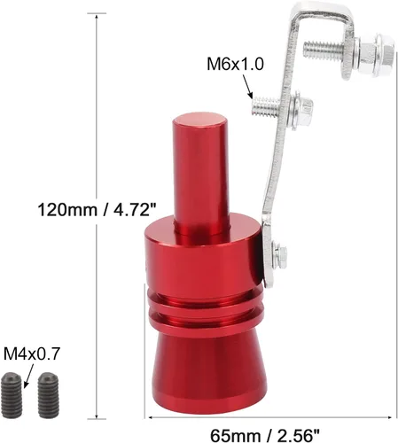 Miniatura 3 de X AUTOHAUX 2 piezas XL tamaño de aleación de aluminio silenciador de tubo de escape turbo universal silbato de coche Red Rojo