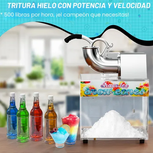 Miniatura 2 de VALONDINO Máquina de cono de nieve de 48 L, máquina de hielo afeitado comercial de 500 libras/h para conos de nieve, 300 W, fabricante de cono