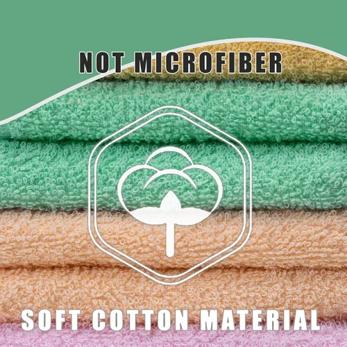 Miniatura 2 de Paños de Rizo – 12x12 Pulgadas – Paquete de 10 – Multicolor – Altamente Absorbentes, Suaves al Tacto y de Algodón Multiusos para Uso Diario