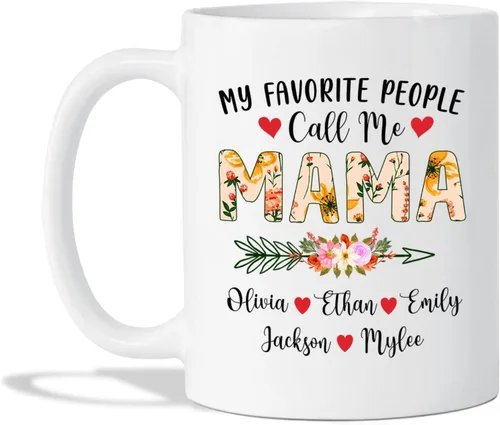 Miniatura 20 de Tazas de té personalizadas para mamá y 3 niños, tazas de café personalizadas para mamá, regalos para madre, taza madre personalizada con nombres