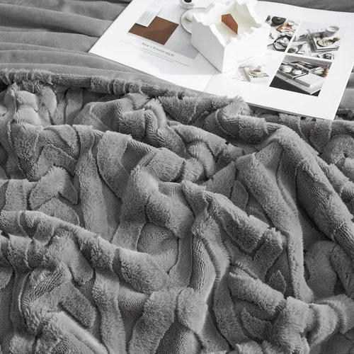 Miniatura 7 de Cozy Bliss - Manta decorativa de piel sintética, de jacquard, mullida, afelpada, suave, gruesa y de verano, para sofá, sala de estar y dormitorio