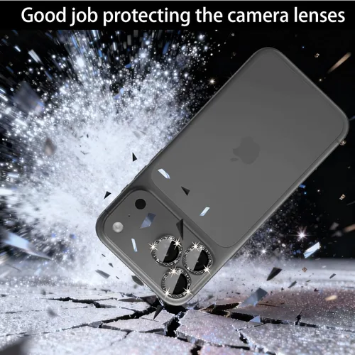Miniatura 3 de Protector de lente de cámara compatible con iPhone 16 Plus y iPhone 16 (paquete de 4, 2 juegos), con purpurina brillante, funda de cámara