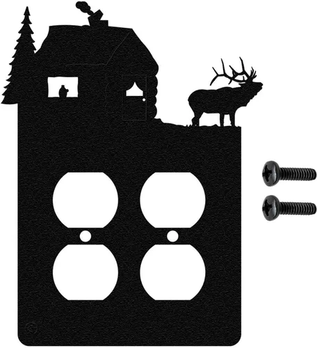 Miniatura 13 de Elk & Cabin - Placa de pared para interruptor de luz triple (GFCI), color negro, fabricada en Estados Unidos