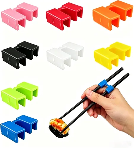 AccEncyc Ayudantes de palillos reutilizables, 8 pares, bisagras de entrenamiento, conector multicolor para adultos, principiantes, entrenadores o